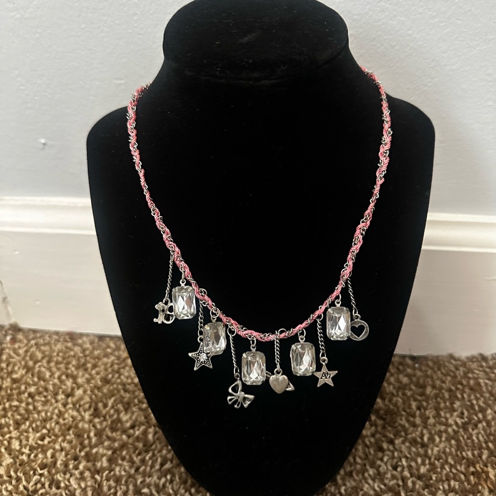 Silver and Pink Charm Necklace bundle